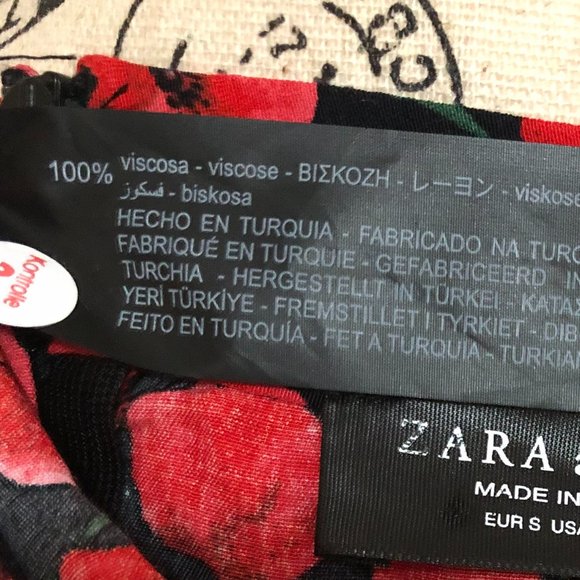 Zara Accessories Black with Poppies Ruffled Skirt Size Small - Picture 7 of 7